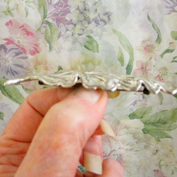 Vintage TORTOLANI Silver Plate Leaf Brooch: DESIGNER  Foliate Silver Jewelry - Picture 13 of 15